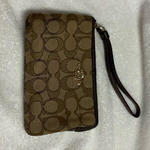 Coach Brown Signature Wristlet Wallet
